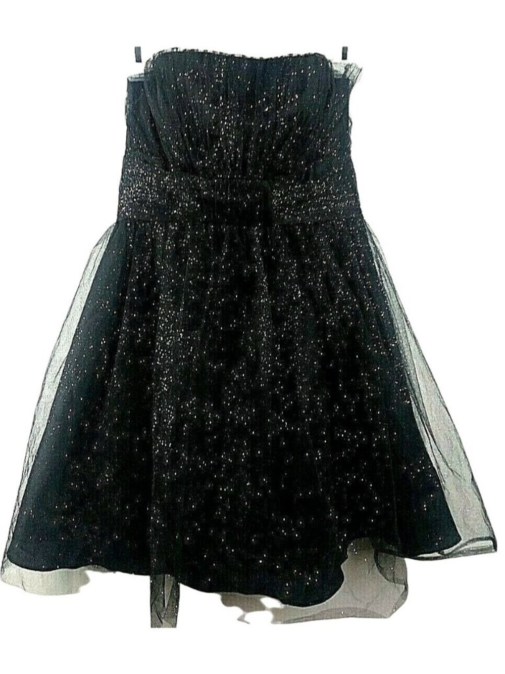 Y2k Summer Formal Black Dress 9 DeLaru Party Strapless Glitter Tulle Barbiecore